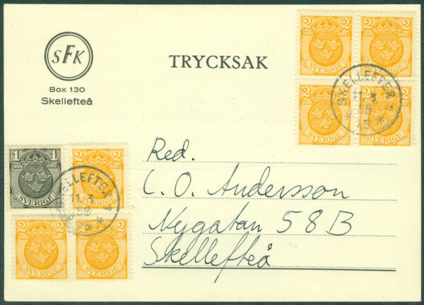 F   71+72 x 7 på trycksak SKELLEFTEÅ 11.3.58