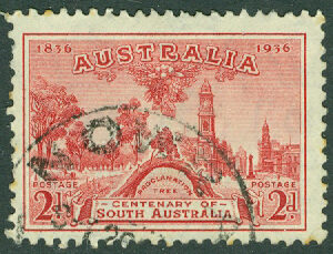 Australien – M  134 100-årsfirande av Sydaustraliens grundande, 2 P stpl