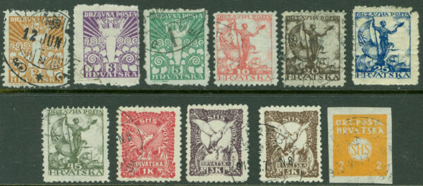 Jugoslavien - M   88-97A Utgåva för Kroatien - Fredsängel, fredsduva mm, 11 kpl stpl/*