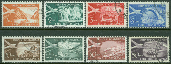 Jugoslavien - M  644-651A Flygplan över landskap, 8 ol. stpl