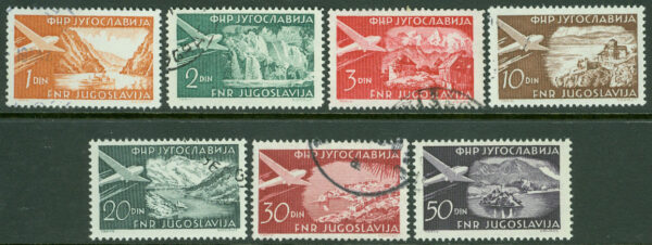 Jugoslavien - M  644-646, 648-651 Flygplan över landskap, 7 ol. stpl