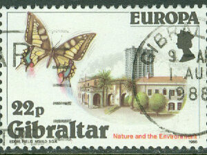 Gibraltar – M  503 Europa 1986, omvärldsskydd, Makaonfjäril, 22 P stpl