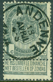 Belgien – M   50 Statsvapen, 1 C stpl