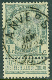 Belgien – M   50 Statsvapen, 1 C stpl