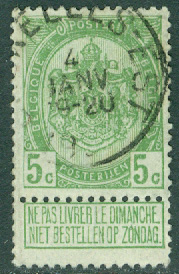 Belgien – M   52a Statsvapen, 5 C stpl