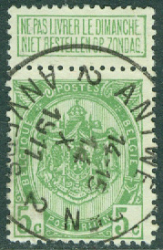 Belgien – M   52a Statsvapen, 5 C stpl
