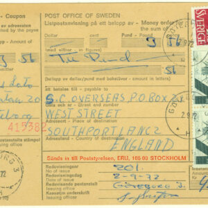 F  309 + 730BB på listpostanvisning GÖTEBORG 3  2.9.72