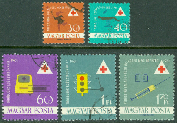 Ungern - M 1747-1751 A Hälsoväsen, Röda korset, 5 ol stpl