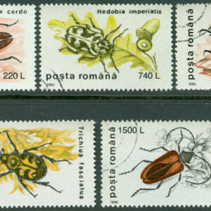 Rumänien – M 5165-5189 Insekter, skalbaggar, 5 kpl stpl
