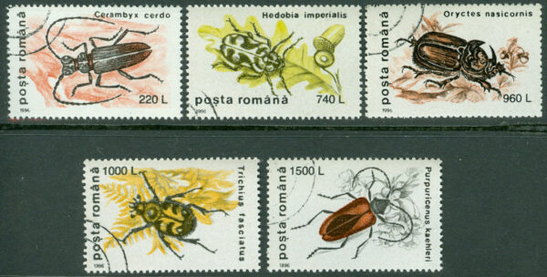 Rumänien - M 5165-5189 Insekter, skalbaggar, 5 kpl stpl