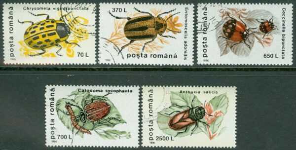 Rumänien - M 5188-5192 Insekter, skalbaggar, 5 kpl stpl