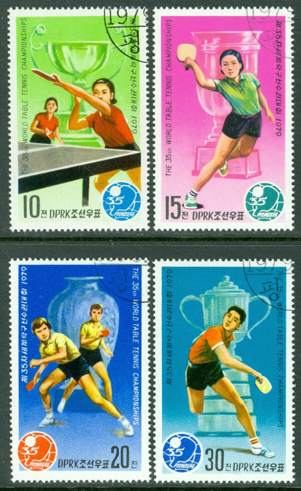 Nordkorea - M 1829-1832 VM i bordtennis i Pjongjang 1979, 4 ol.