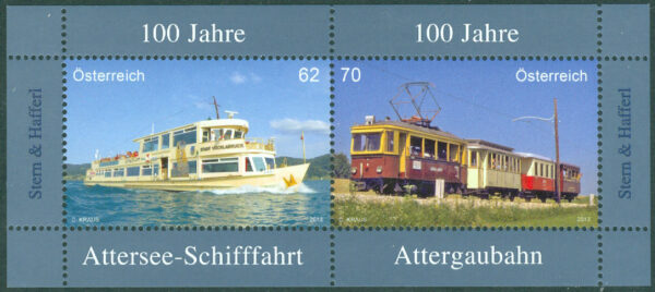 Österrike - M BL  74 Attersee-sjöfart och Attergaubanan 100 år, block kpl **
