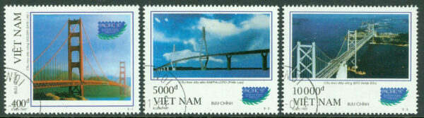 Vietnam - M 2852-2854 Hängbroar bla Golden-Gate-Bron, San Francisco, 3 kpl
