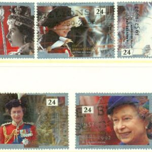 England – M 1387-1391 Drottning Elisabeth II`s tronsbestigning 40 år, 5 kpl stpl