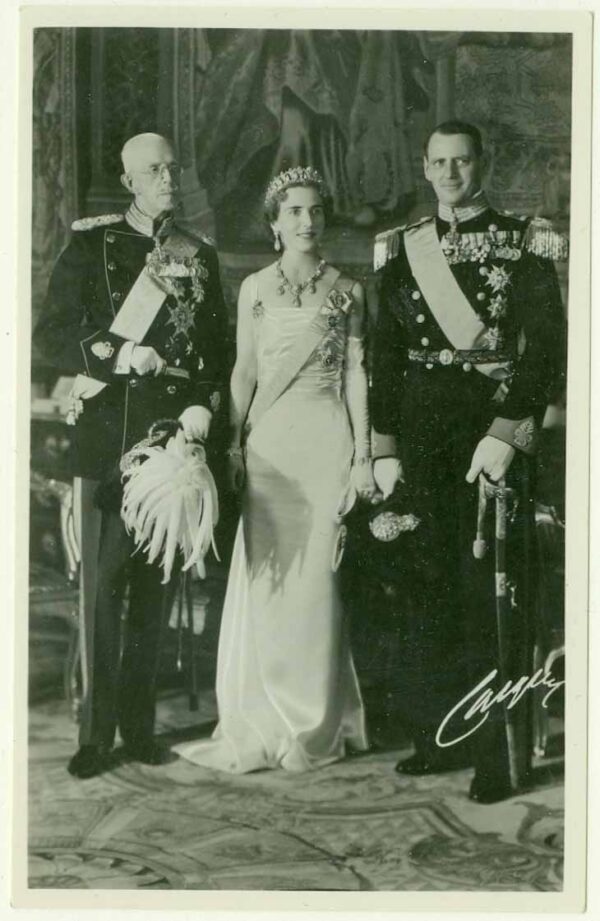 Gustaf V och danska kungaparet Fredrik IX och Ingrid, ej postgånget