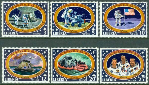 Liberia - M  777-782 Bemannad månlandning - Apollo 14, 6 kpl stpl