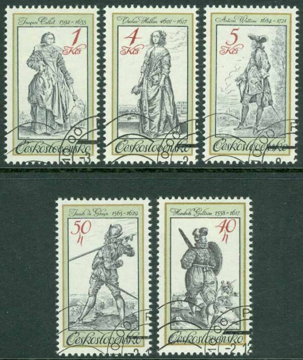 Tjeckoslovakien - M 2742-2746 Klädedräkter från gamla tider, 5 kpl stpl