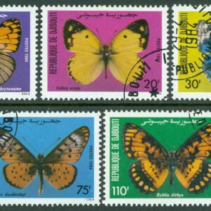 Djibouti – M  386-390 Fjärilar, 5 kpl stpl