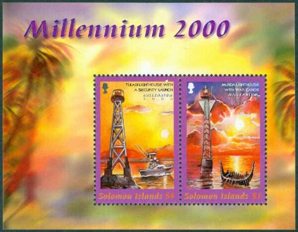 Solomon Islands - M BL  59 Millennium, fyrarna Munda och Tulagi, block **