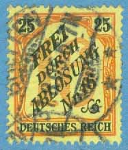 Deutsches Reich – M Tj   14 Tjänstefrimärke, stpl 31.08.05, 25 Pf stpl