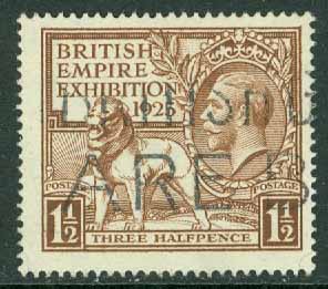 England – M  169C Brittisk Imperie-Utställning på Wembley 1925, 1½ P stpl