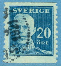 F  151bz Gustaf V – en face, 20 öre stpl