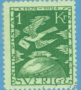 F  223 Världspostföreningen 1 kr stpl, vackert ex med fin tandning