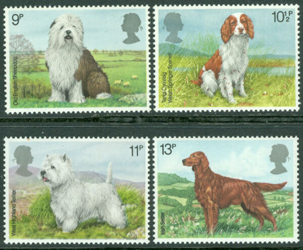 England - M  781-784 Hundshow i London, bl.a. Irländsk Setter, 4 kpl **