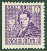 Sverige – F  320B Kungl. Vetenskapsakademien 200 år, Berzelius 10 öre 3-sid, kt **