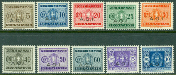 Italienska Östafrika - M P 1-8, 11-12 Lösenmärken, 10 ol **
