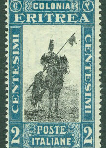 Italienska Eritrea – M  153 Landsmotiv, ryttare med lans, 2 C **