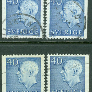 F  428D1-428D4 Gustav VI Adolf typ III, 40 öre, 4 olika vinkeltandade märken