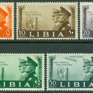 Italienska Libyen – M  116-120 Tysk-Italienska vapenbrödraskapet, Mussolini och Hitler, 5 ol **