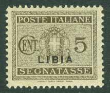 Italienska Libyen – M P 12 Lösenmärke, påtryck LIBIA, 5 C *
