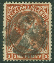 Falkland Islands – M    9 c Drottning Victoria 1 P stpl