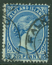 Falkland Islands – M   11 a Drottning Victoria 2½ P stpl