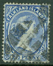 Falkland Islands – M   11 c Drottning Victoria 2½ P stpl