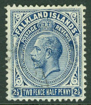 Falkland Islands – M   28 a Kung George V, 2’½ P stpl