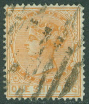 Lagos – M    6 II C Drottning Victoria, 1 Sh stpl