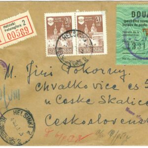 Finland – F  399 x 2 på censurerat Rek.brev HELSINKI 1.VIII.51 (med innehåll)