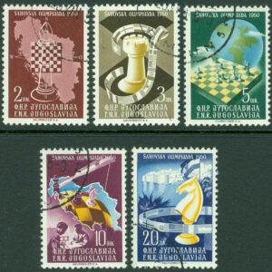 Jugoslavien – M  616-620 Schackolympiad 1950 i Dubrovnik, 5 kpl stpl