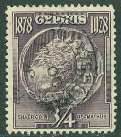Cypern – M  108 Silvermynt från Amathus, 3/4 Pia stpl