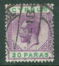 Cypern – M   60 Kung George V, 30 Pa stpl