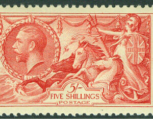 England – M  142 III Kung George V och Britannia, 5 Sh *