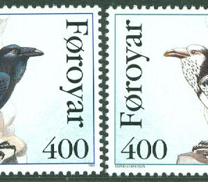 Färöarna – F  283-284 Fåglar IV – Svart Korp – Vitbrokig Korp, 2 kpl **