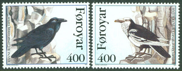 Färöarna - F  283-284 Fåglar IV - Svart Korp - Vitbrokig Korp, 2 kpl **