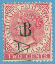 Straits Settlements – Post i Bangkok – M   18 Drottning Victoria, påtryck B, 2 C stpl