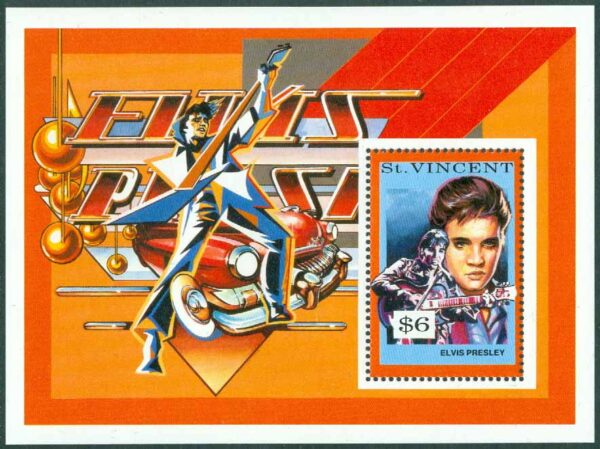 St. Vincent - M BL 194 Berömda underhållare, Elvis Presley, block **