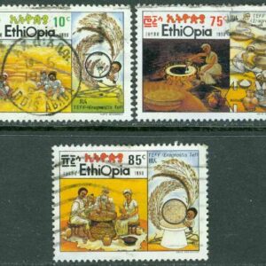 Etiopien – M 1381, 1383-1384 Odling av spannmål, 3 ol stpl
